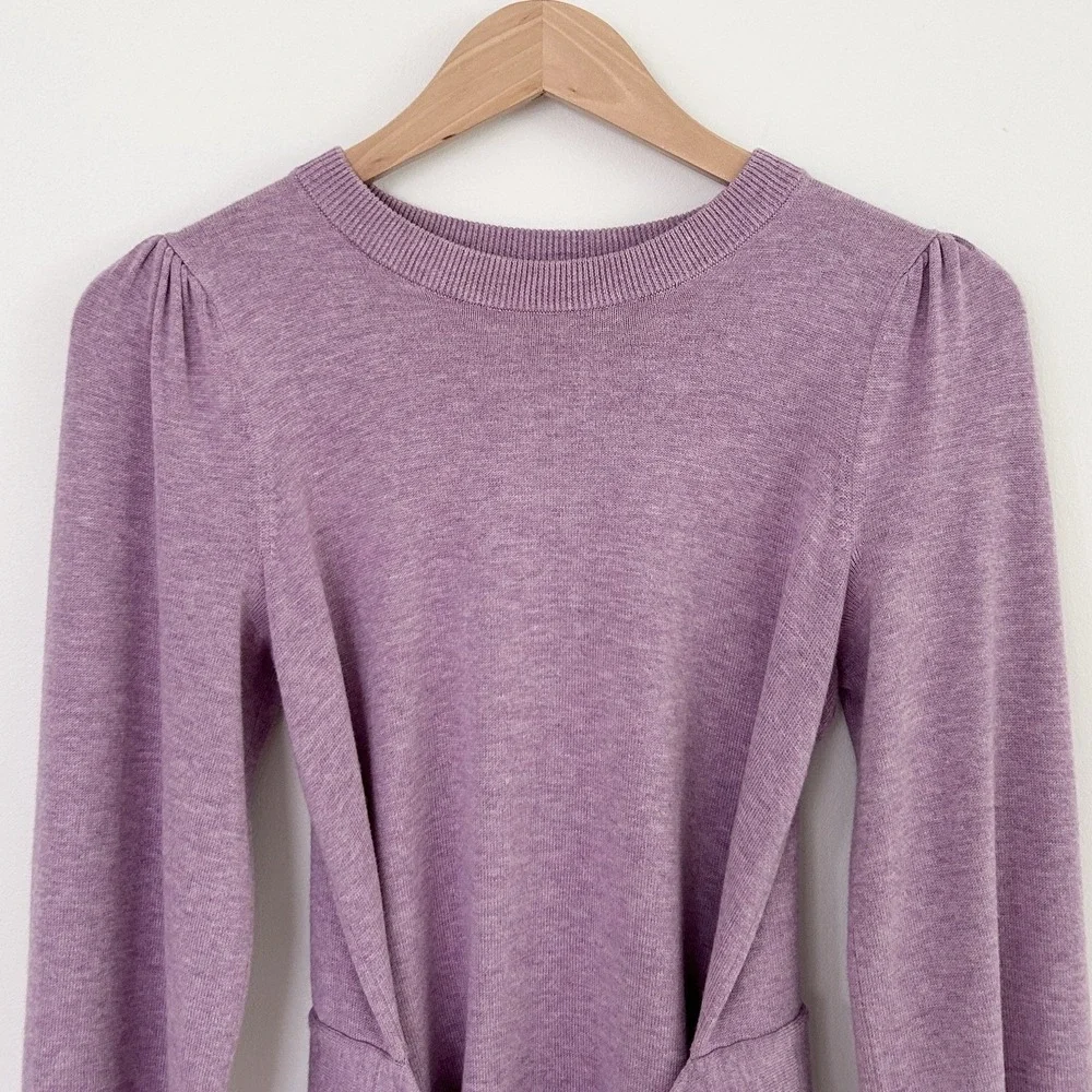 Lauren Ralph Lauren Women's XS Purple Puff Long Sleeve Belted Cotton Sweater Top - Picture 5 of 16